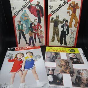 4 Children's Sewing Patterns ~ Halloween Costumes ~ Pirate, Vampire, Cheer, Lion
